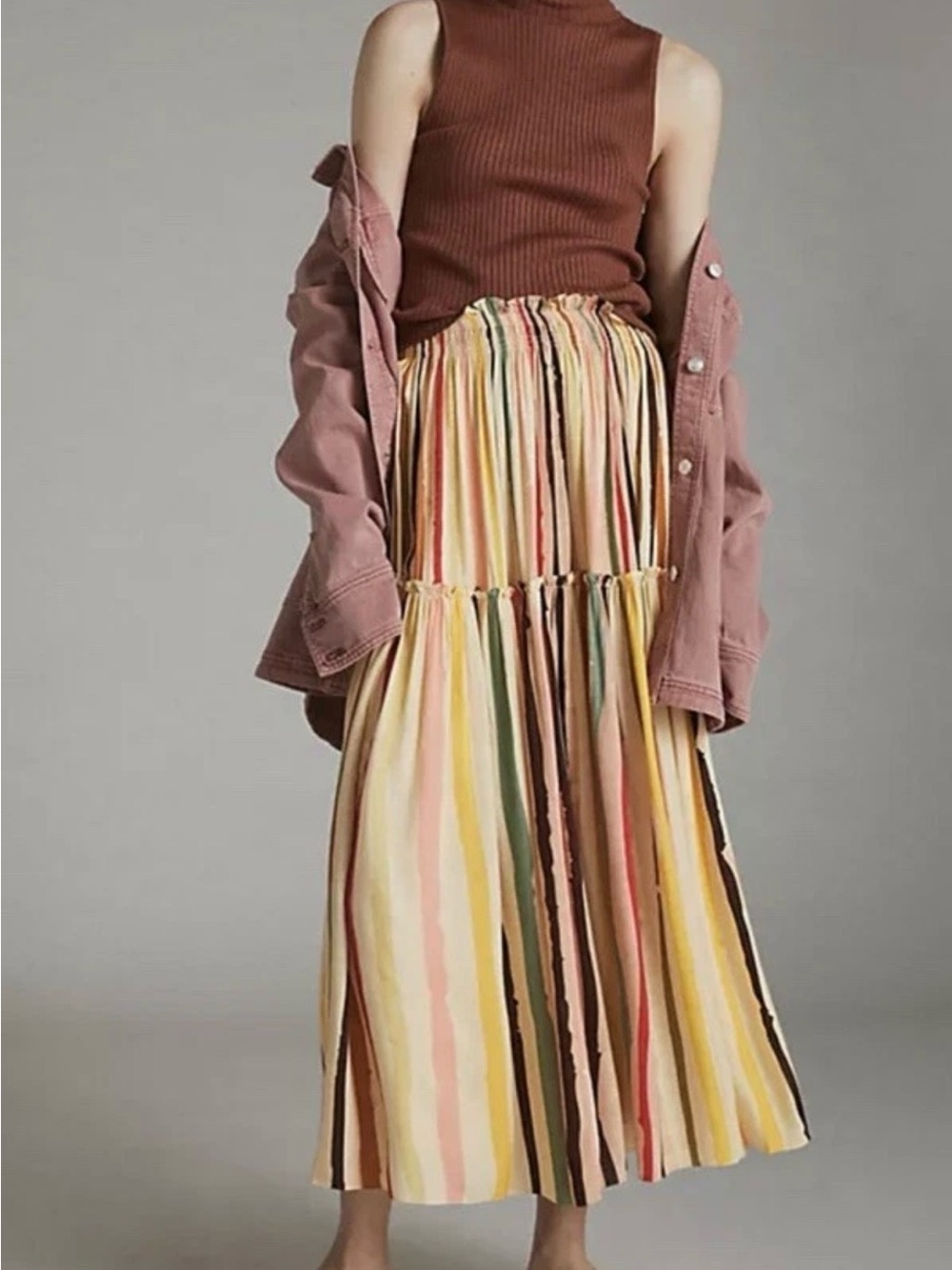 Anthropologie- striped maxi skirt size Medium